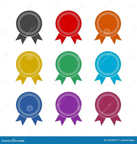 Badge Color Icon Set Isolated on White Background Stock Vector - Illustration of abstract, prize ...