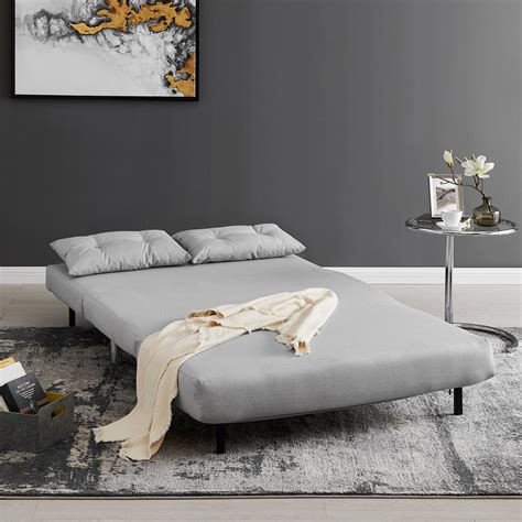 ALGO 2-Seater Small Double Folding Sofa Bed with Cushion Grey Fabric | Shop Designer Home ...