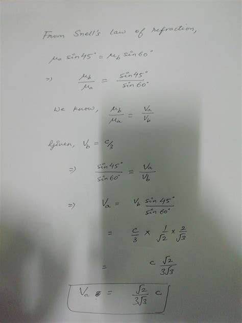 Find the speed of light in medium 'a' if the speed of light in medium ...