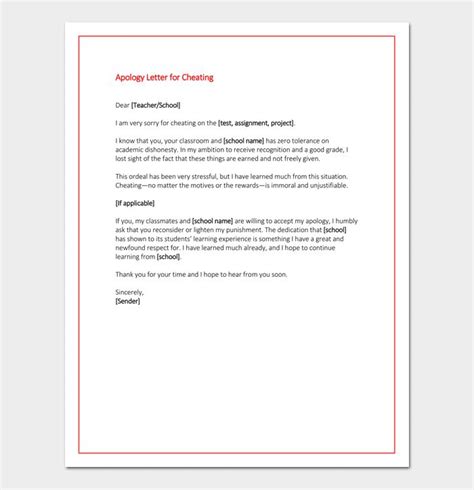 Apology Letter for Cheating - Useful Sample Letters | Letter to teacher ...