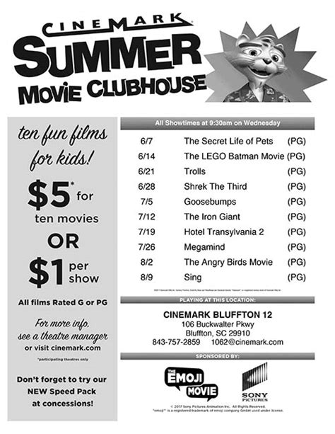 Cinemark Summer Movie Clubhouse - Bluffton.com