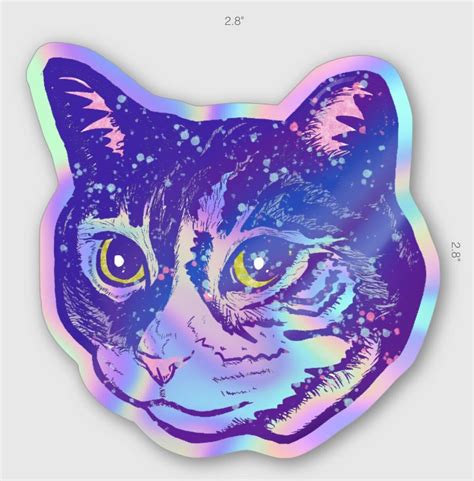 Galaxy cat sticker cat lover gift rainbow holographic space | Etsy