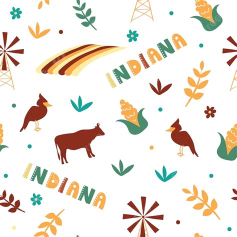 Indiana State Symbols Usa Collection Of Vector Illustrations Vector ...