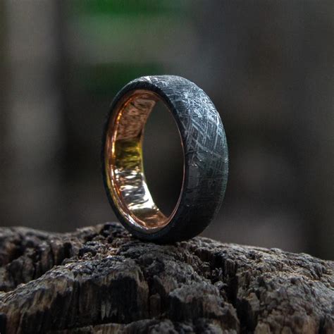 Meteorite Ring with Real Gold Liner in 2021 | Meteorite ring, White gold rings, Yellow gold ...