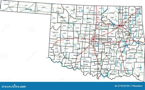 Oklahoma Road And Highway Map. Cartoon Vector | CartoonDealer.com ...