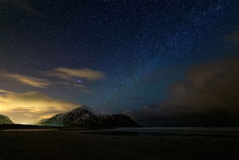 nature, Landscape, Arctic, Sky, Starry Night, Beach, Mountains, Clouds, Snowy Peak, Sea, Milky ...