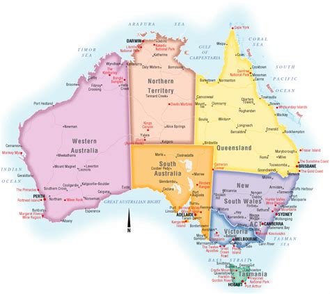 Australia Political Map Pictures | Map of Australia Region Political