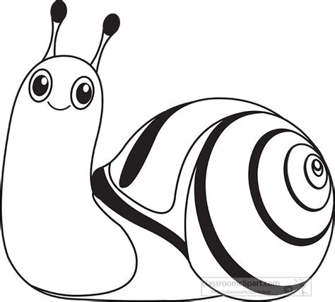 Insect Clipart Clipart - cartoon-style-smiling-happy-snail-outline-clipart - Classroom Clipart