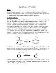 s11130916 Synthesis of Aniline.docx - Synthesis of Aniline: Aim: To ...