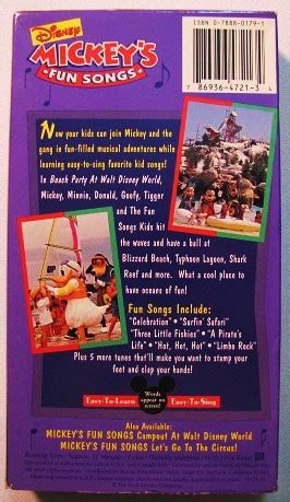 Walt Disney Mickey 039 s Fun Songs Beach Party at Walt Disney World VHS Video | eBay