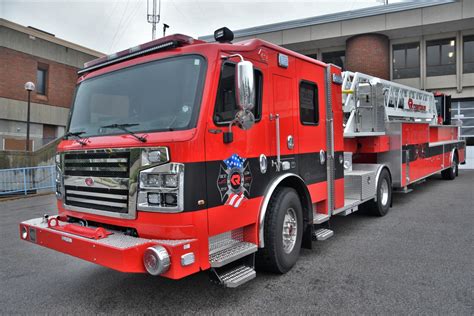 Rosenbauer Fire Apparatus Visits Manchester NH Fire Department Headquarters with A Tiller Demo ...