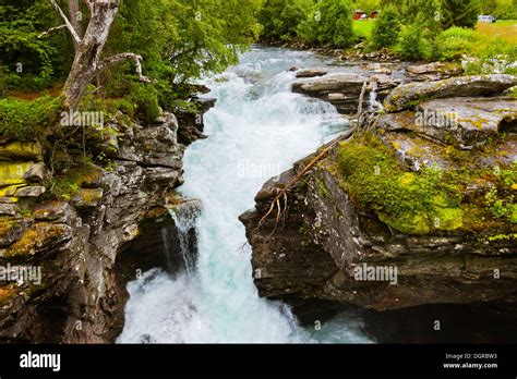 Waterfall near Geiranger fjord - Norway Stock Photo - Alamy