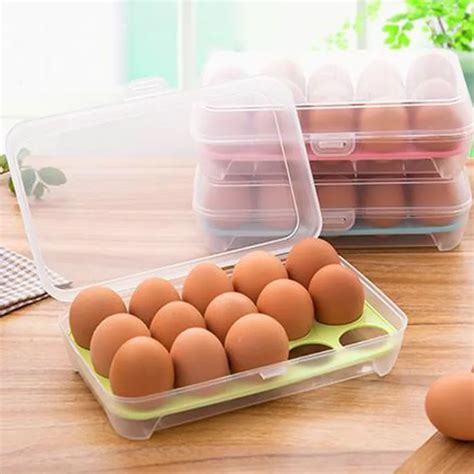 15 grid egg storage box food container keep eggs fresh refrigerator ...