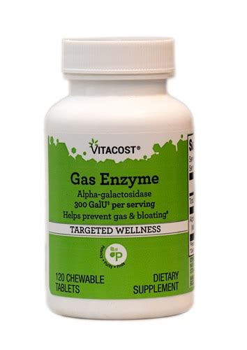 Vitacost Gas Enzyme Alpha-galactosidase -- 300 GalU per serving - 120 Chewable Tablets - Vitacost