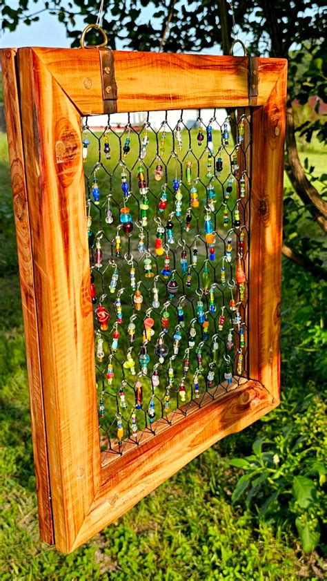 Cedar Framed Beaded Chicken Wire Suncatcher - Etsy