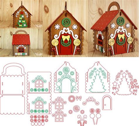 Laser Cut Gingerbread House Free Vector cdr Download - 3axis.co