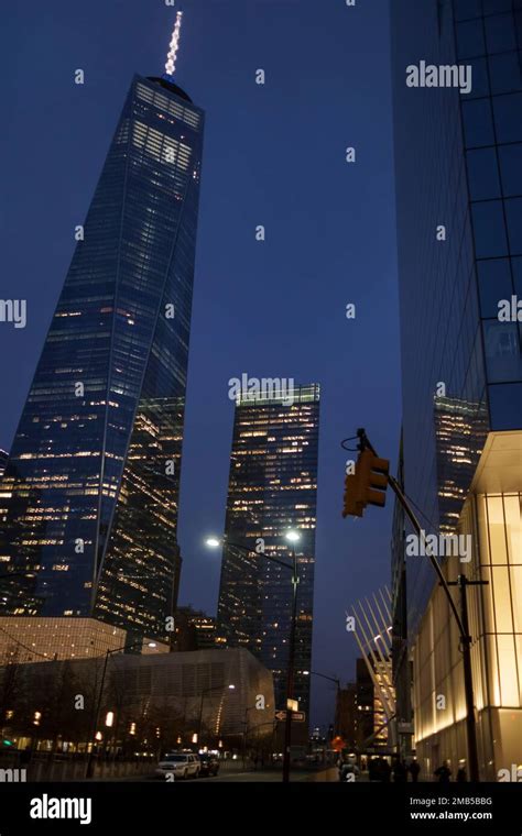 Night view of the World Trade Center in New York Stock Photo - Alamy