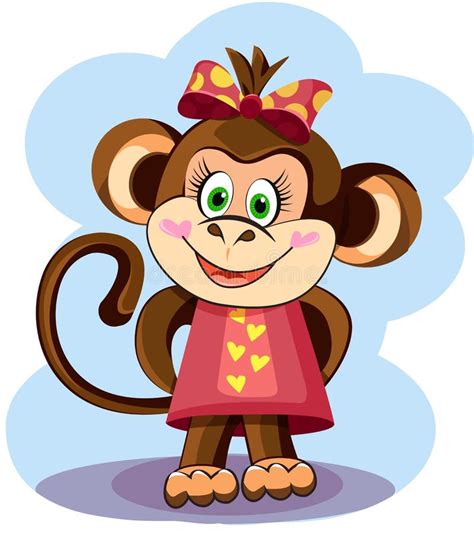 Cute Monkey Girl stock illustration. Illustration of jungle - 58373384