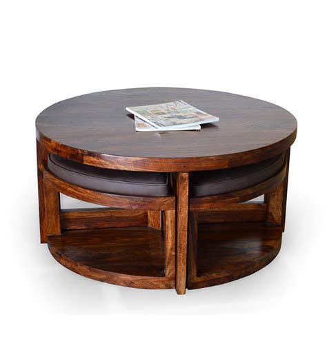 Round Coffee Table with Stools by Mudramark Online - Coffee & Centre ...