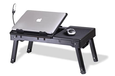 Laptop Stand with Cooling Fan & LED Light - Portable, Desk Table for Laptops with 4 USB Ports ...