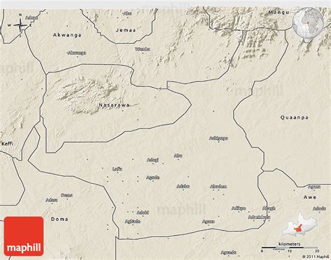 Shaded Relief 3D Map of Lafia