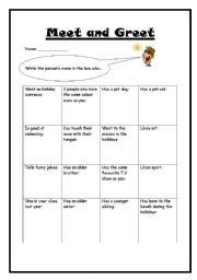 English worksheets: meet and greet