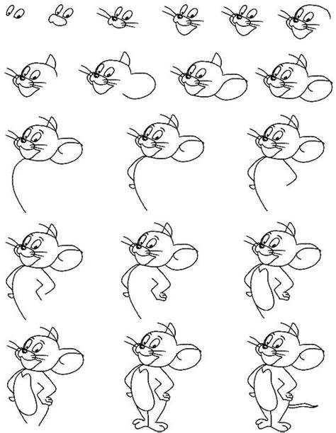 cartoon critters - learn to draw lessons - how to draw Jerry mouse Pencil Art Drawings, Art ...