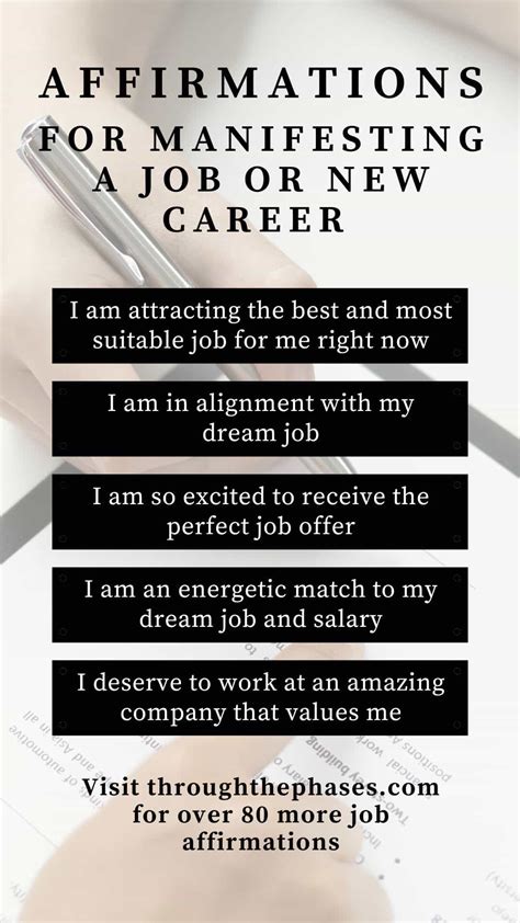 87 Powerful Affirmations for Manifesting a Job or New Career - Through the Phases