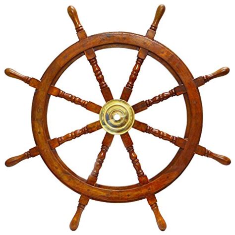 Brass Nautical - Large 42 inches Wooden Ship Wheel Wall Decor Nautical ...