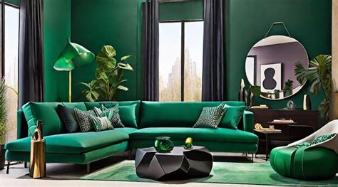 Premium Photo | Modern living room in emerald colors generated by AI