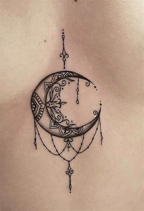 Sternum crescent moon tattoo #Mandalatattoo | Body tattoo design, Body ...