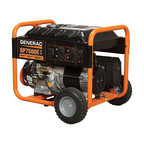 Generac GP7500E Portable Generator — 9,375 Surge Watts, 7,500 Rated Watts, Electric Start, Model ...