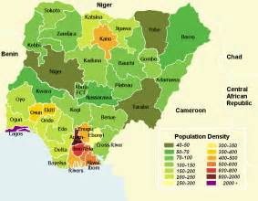 Nigéria - densité • Carte • PopulationData.net