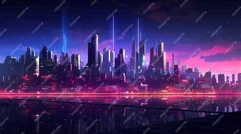 Premium AI Image | Cyberpunk retro futuristic city with neon lights