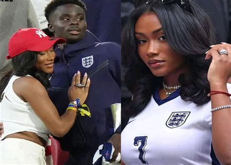 Bukayo Saka celebrates with girlfriend Tolami after England victory