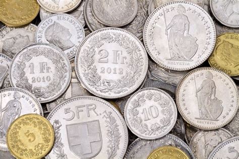 Pile Of Modern Swiss Franc Coins Stock Image - Image of denomination ...