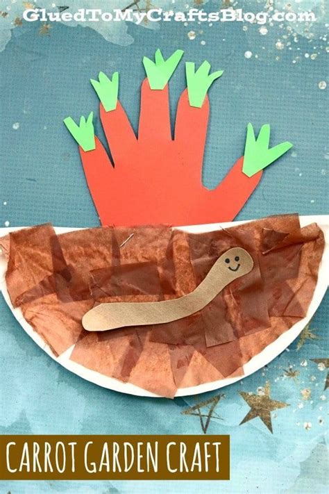 Paper Plate Handprint Carrot Garden - Kid Craft Idea | Garden crafts for kids, Toddler crafts ...