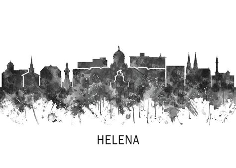 Helena Montana Skyline BW Mixed Media by NextWay Art - Fine Art America