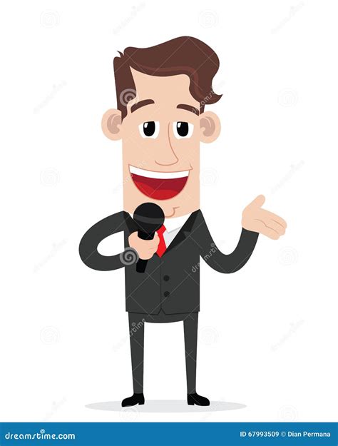 Businessman Speaking with Microphone Giving a Presentation Stock Vector - Illustration of ...