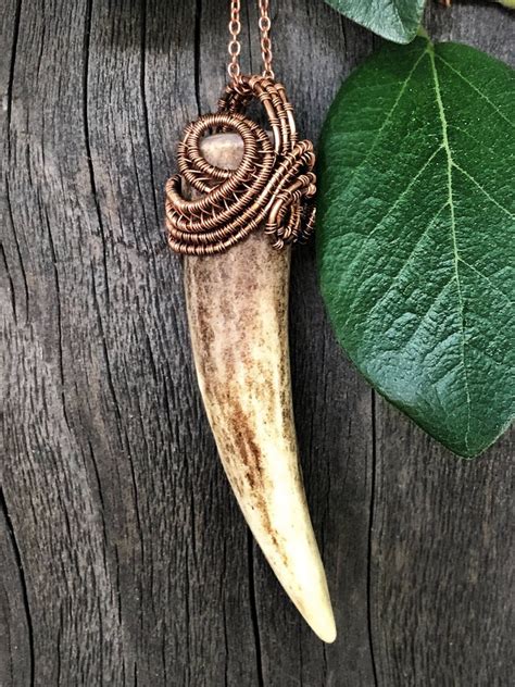 Antler Necklace Deer Antler Necklace Antler Jewelry Long | Etsy