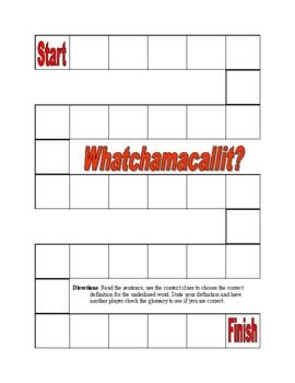 Whatchamacallit? A Context Clues Board Game | Context clues, Made up ...