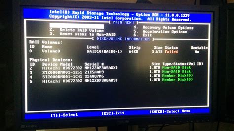 hard drive - RAID 10 "failure" after changing BIOS setting - Super User