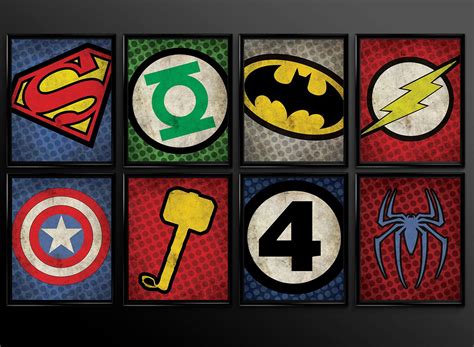 Set of 8 8x10 or 11x14 Superhero Kids Wall by TheCuttingEdgeShop, $52.00 | Art wall kids, Kids ...