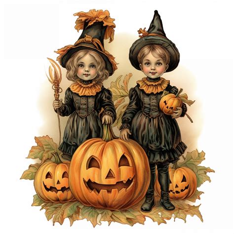 Vintage Halloween Children Art Free Stock Photo - Public Domain Pictures