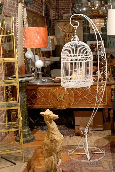 Vintage Iron Bird Cage on Stand at 1stdibs