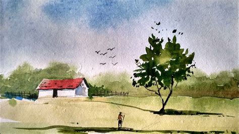 Simple Landscape Watercolor Painting Easy Watercolor ... | Watercolor landscape paintings ...