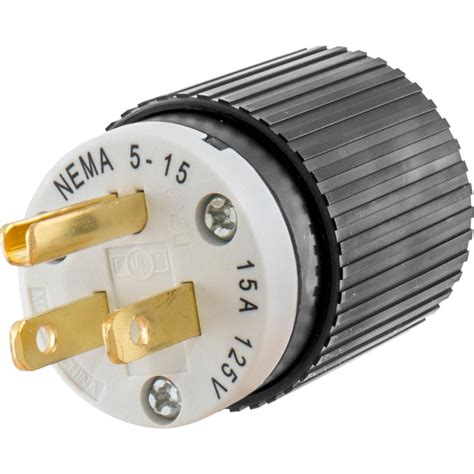 15 Amp 125V NEMA 5-15 Straight Blade Plug - Grizzly Industrial