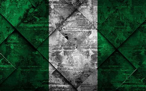 Flag of Nigeria, , grunge art, rhombus HD wallpaper | Pxfuel