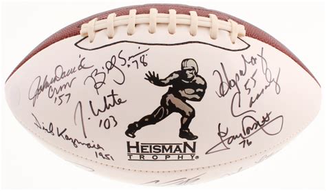 Heisman Trophy Logo Football Signed by (14) Johnny Rodgers, Pete Dawkins, Johnny Lattner (JSA ...