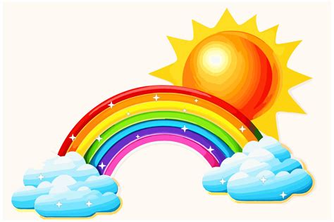 Rainbow with Sun Clipart Graphic by Cute Cat · Creative Fabrica